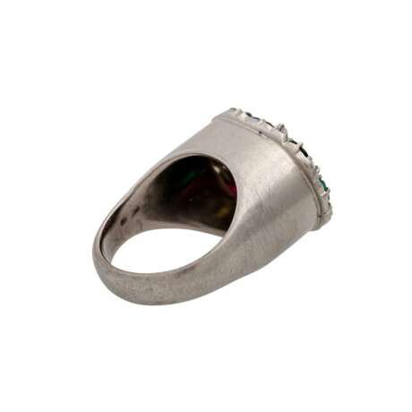 Unikat-Ring mit div. Farbsteinen und 7 Diamantnavettes, - фото 3