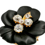 Blütenbrosche aus Onyx mit 5 Altschiffdiamanten, - фото 6