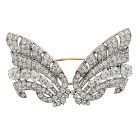 Herausragende Flügelbrosche mit Diamanten, zusammen ca. 20ct, - photo 1