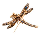 Antike Brosche "Libelle" mit Diamanten zusammen ca. 1,2 ct, - Foto 3