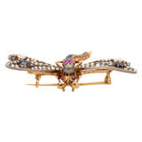 Antike Brosche "Libelle" mit Diamanten zusammen ca. 1,2 ct, - photo 6