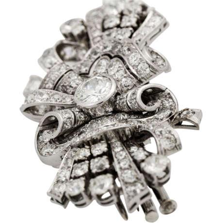 Art Deco Diamantbrosche (teilbar) ausgefasst mit Altschliffdiamant zusammen ca. 8,9 ct - photo 6