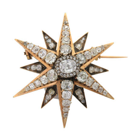 Brosche "Stern" mit zahlreichen Diamanten, - photo 1