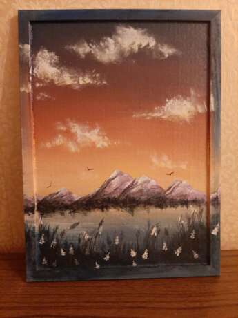 Painting “Sunset in Altai”, Acrylic paint, Realist, Landscape painting, USA, 2015 - photo 1