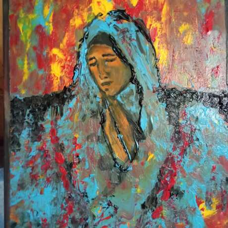 Painting “Prayer”, Canvas on the subframe, Acrylic paint, Impressionist, Azerbaijan, 2021 - photo 1