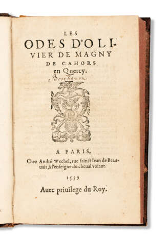 MAGNY, Olivier de (1529 – 1561). Les Odes. Paris : Andr&#233; Wechel, 1559. - Foto 1