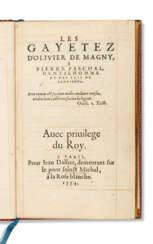 MAGNY, Olivier de (1529-1561). Les Gayetez d’Olivier de Magny, A Pierre Paschal, gentilhomme du bas Pais de Languedoc. Paris : Jean Dallier, 1554.