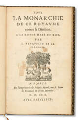 VAUQUELIN DE LA FRESNAYE, Jean (1536-1607). Pour la Monarchie de ce Royaume contre la Division. Paris : Federic Morel, 1563.