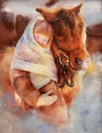 Forever friends Watercolor paper Watercolor Realism Animalistic Russia 2021 - photo 1