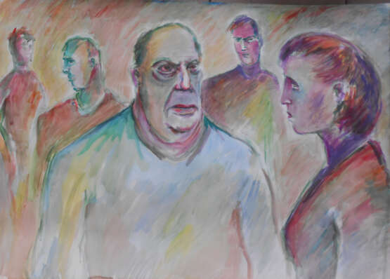 Painting “Have you thought it over well?”, Whatman paper, Watercolor, Impressionist, Everyday life, 2021 - photo 1