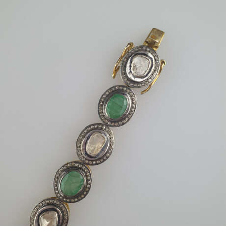 Silberarmband mit Diamant-/Smaragd-Besatz - Foto 3