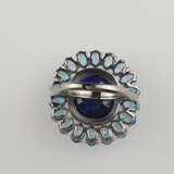 Topas-Saphir-Ring- 925er Silber, Ringkopf besetzt mit blauem Saphir 16.6ct, umgeben von winzigen Diamanten (zus.0,4ct) und blauen Topasen, Ring Größe 56, Gewicht ca. 15,4g - photo 5