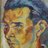 Schirdewan-Brügmann, Margot -Bad Homburg- Expressives Männerportrait, Öl auf Leinwand, unten signiert „Margot Schirdewan“, ca.54x40cm, verso mit Beschriftung "Capri Dr. Ullenschläger", Außenmaße: ca.38 x 32cm - Foto 2