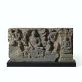 A GRAY SCHIST RELIEF DEPICTING THE BUDDHA`S FIRST SERMON - photo 1