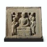 A GRAY SCHIST RELIEF OF BUDDHA SHAKYAMUNI IN MEDITATION - photo 1