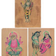 THREE KALIGHAT PAINTINGS: SHIVA AND GANESHA; SHIVA AND ANNAPURNA; GANESHA - Аукционные цены