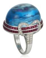 MICHELE DELLA VALLE BLUE TOPAZ, RUBY AND DIAMOND RING
