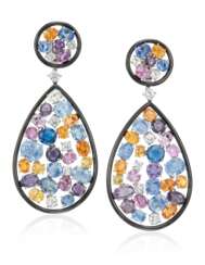 MICHELE DELLA VALLE MULTI-COLORED SAPPHIRE AND DIAMOND EARRINGS