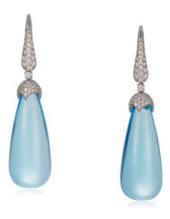 MICHELE DELLA VALLE BLUE ZIRCON AND DIAMOND EARRINGS