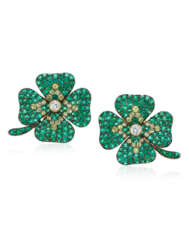 MICHELE DELLA VALLE EMERALD, PERIDOT AND DIAMOND EARRINGS