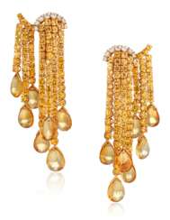 MICHELE DELLA VALLE YELLOW SAPPHIRE, CITRINE AND DIAMOND EARRINGS