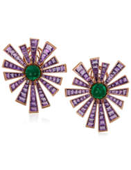 MICHELE DELLA VALLE AMETHYST AND EMERALD EARRINGS