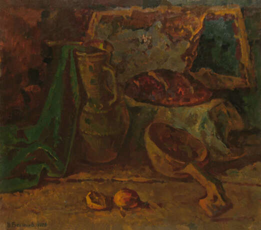 Gemälde „Stillleben mit einem Krug“, Leinwand, Ölfarbe, Impressionismus, Stillleben, Russland, 1979 - Foto 1