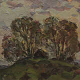 Painting “Trees on a hillock”, Cardboard, Oil paint, Impressionism, Landscape painting, Russia, 1979 - photo 1