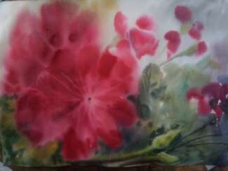 Red flower watercolor &quot;Geranium&quot;