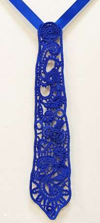 Аксессуар “Electric blue tie”, Irish lace, кружево ручной работы по старинным технологиям, Modern, Декоративно-прикладного искусства, Russia, 2020 год - photo 1