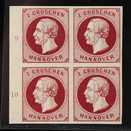 AD Hannover - 1859, 1 Grösse VIERERBLOCK, lilakarmin, - Foto 1