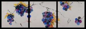 Triptych "Grapes" _encaustics on wood panel