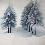 Painting “Winter trees”, Canvas on the subframe, Oil paint, Minimalism, Landscape painting, Byelorussia, 2021 - photo 2