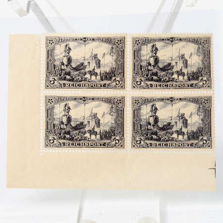 Dt. Reich - 1900, 3 Mark violettschwarz, Eckrand-VIERERBLOCK, - photo 1