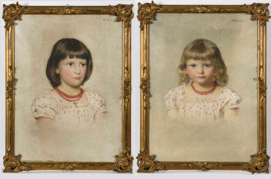 Zwei Kinderporträts seiner Töchter in dekorativen Rahmen - Foto 1