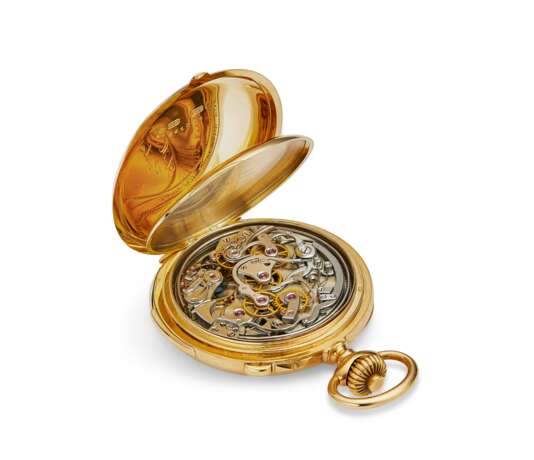 Patek Philippe. PATEK PHILIPPE, SPLIT SECONDS CHRONOGRAPH MINUTE REPEATING POCKET WATCH RETAILED BY RYRIE BROS TORONTO, 18K YELLOW GOLD - photo 2