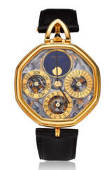 GERALD GENTA, A SKELETONIZED PERPETUAL CALENDAR WRISTWATCH WITH MOON PHASES