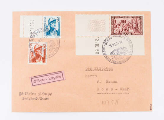 Saarland - 1950-ca.1956, Herrlicher Bestand von Briefen, meist FDC, - фото 2