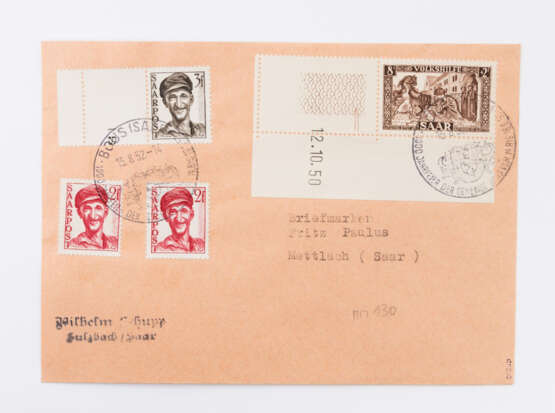 Saarland - 1950-ca.1956, Herrlicher Bestand von Briefen, meist FDC, - Foto 6