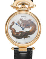 BOVET, AMADEO, PIECE UNIQUE, 18K PINK GOLD, MOTHER OF PEARL DIAL WITH HAND PAINTED DRAGON MOTIF, REF. D801.0