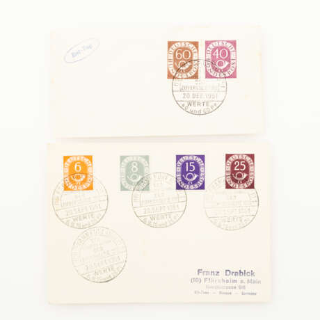 Posthorn FDC - 2 x blanco FDC vom 20.12.1951, - photo 1