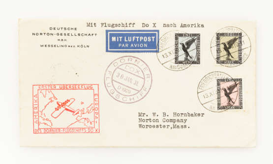 Deutsches Reich - DO-X LuftposTiefe: Deutsche Post zum Flug Lissabon - Südamerika und nach Nordamerika 13.XI.30 ab Friedrichshafen - Foto 1