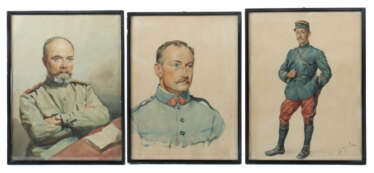 3 Soldatenportraits drei variierende Bildnisse junger Männer in Uniform