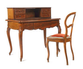 Louis Philippe Schreibtisch mit Stuhl Mitte 19. Jahrhundert