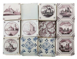 Mixed lot of 115 tiles Wohl Niederrhein and Delft 18./19. century