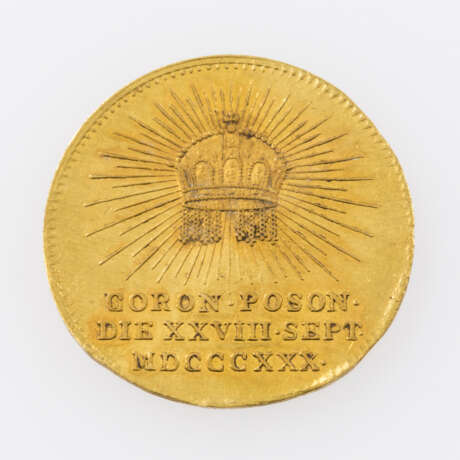 Römisch-Deutsches Reich / Gold - Goldjeton 1830, Franz II. (I.), auf die Ungarische Krönung des Kronprinzen Ferdinand, - фото 2