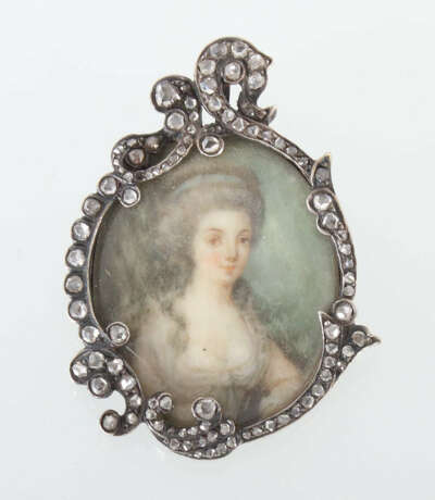 Miniatur als Brosche/Anhänger w. 2. Hälfte 18. Jahrhundert - Foto 1