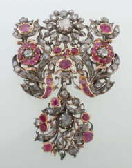 Prächtige Rubin-Diamantbrosche Mitte 18. Jahrhundert