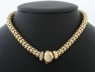 Goldkette mit Diamantanhängern 1980er Goldkette mit Diamantanhängern 1980er