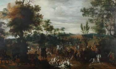 Schlachtenmaler des 17./18. Jahrhundert ''Reiterscharmützel in Ideallandschaft''